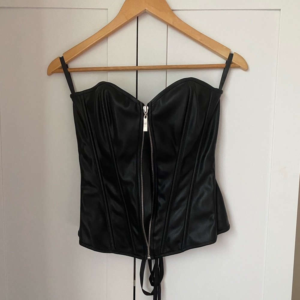 Faux leather corset